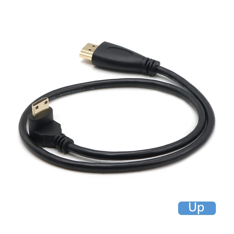 Mini HD to HD Cable 1080P Gold Plated Male to Male Effect Mini HDMI-compatible 90 Degree Left Right Angle Cable Adapter