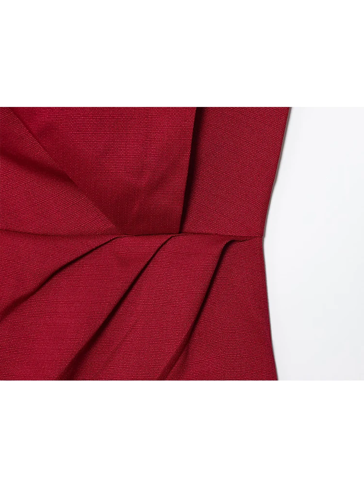 TFMLN Women's Off Shoulder Mini Dresses 2025 New Solid Color Folds Design Slimming Sleeveless Mini Dress Elegant Lady Clothing