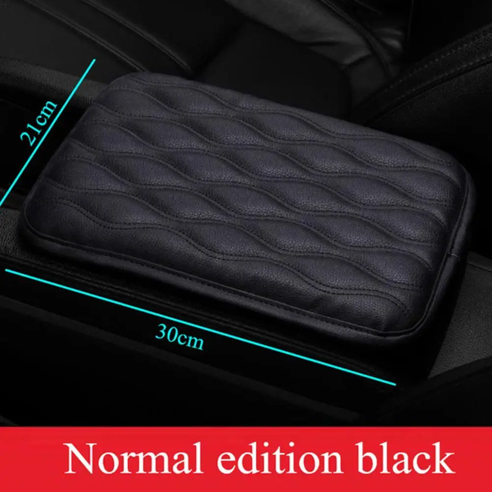 

Wave Embroider PU Leather Car Armrest Mat Center Console Arm Rest Protection Cushion Auto Armrests Storage Box Cover Pad