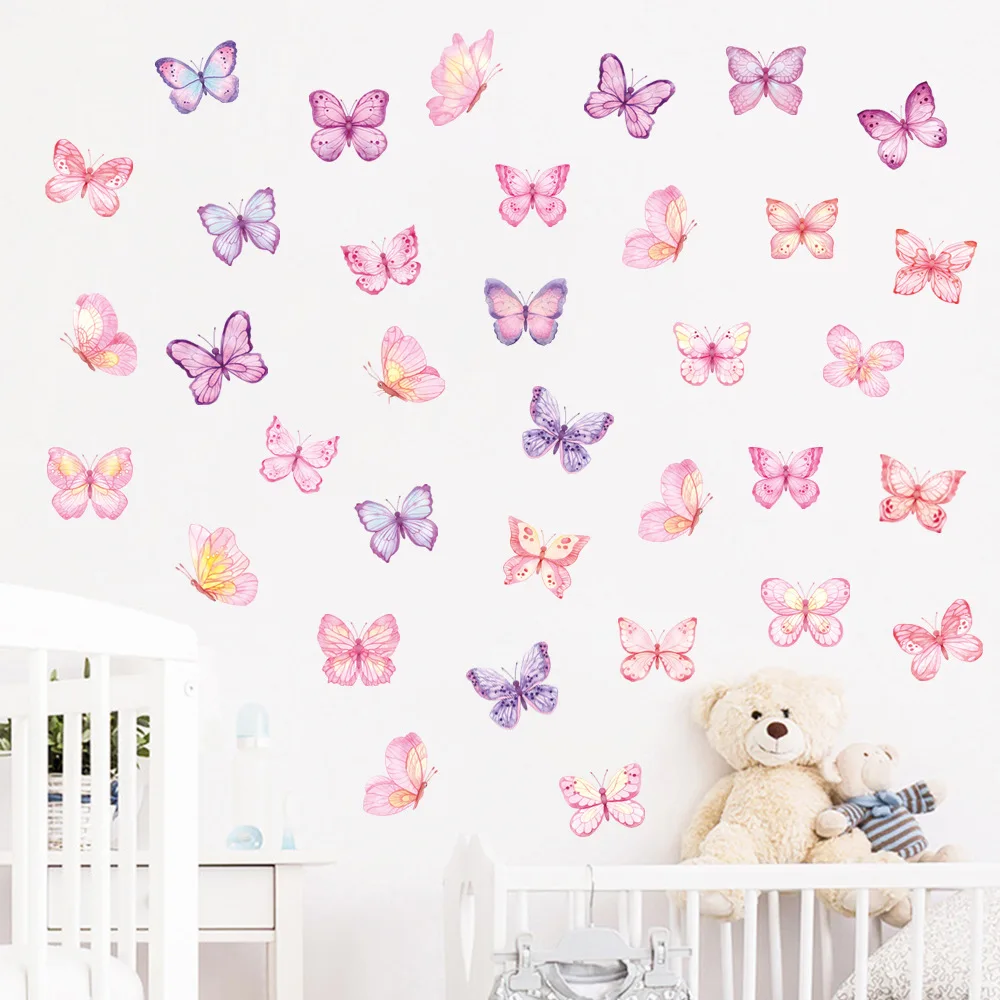 New Multicolor Butterfly Self-Adhesive Wall Stickers - Waterproof 30x30cm 3pcs Set for Living Room Bedroom Home Decor