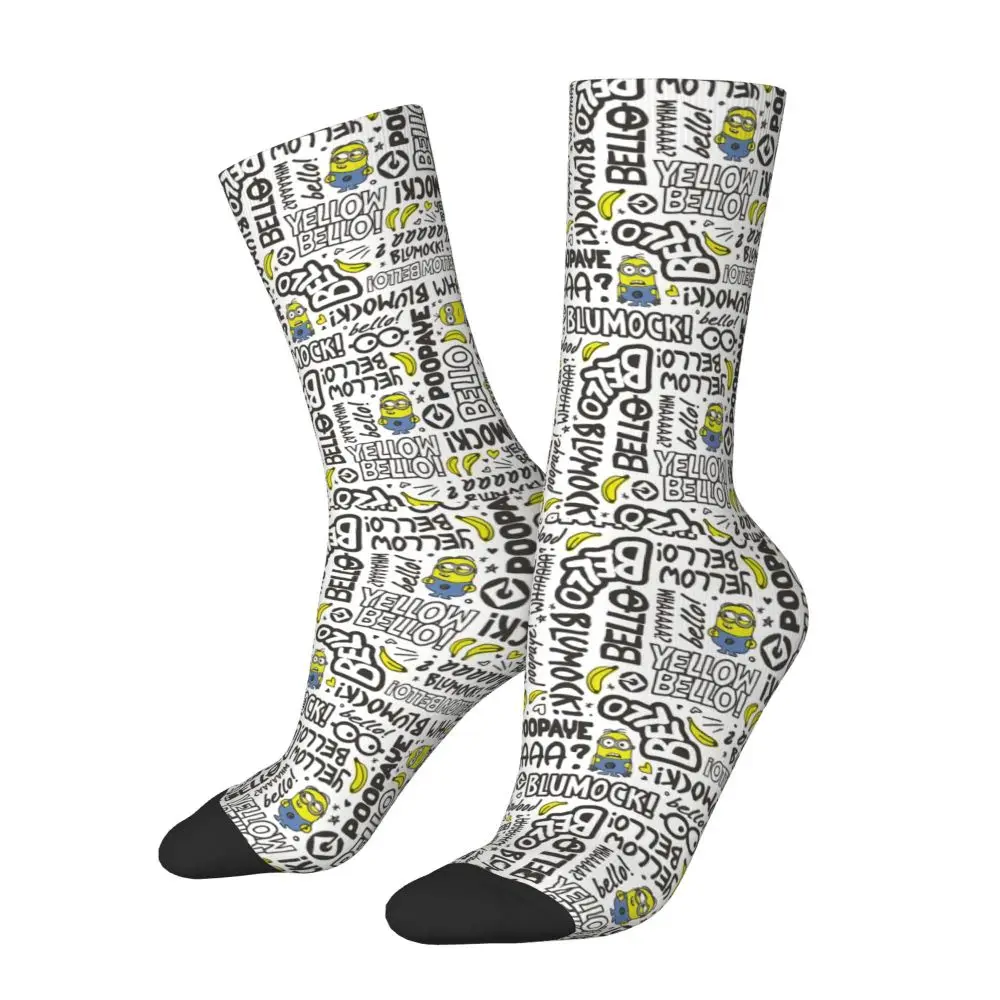 Custom Cool Print M- Minions Cartoon Socks for Women Men Stretchy Summer Autumn Winter M- Minions Bananas Crew Socks 202 S2ec672e936a24639937516f86eac41aaS