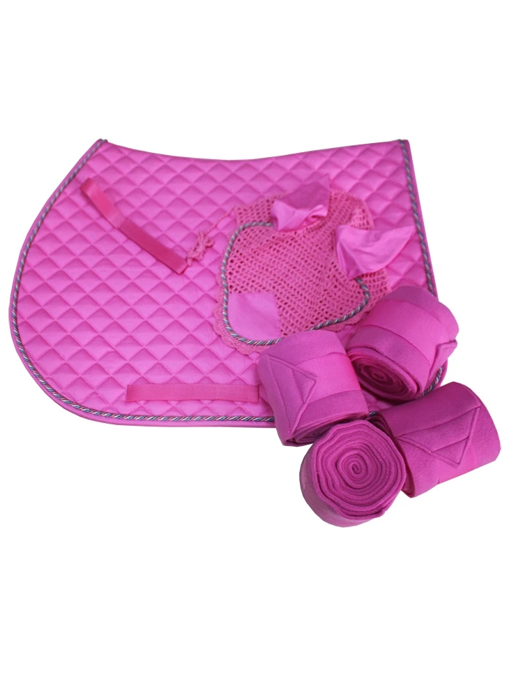 Pure Cotton Breathable And Absorbent Saddle Pad Ear Muffs Bandage Gaiters Three-piece Matching Equestrian Sweat Pad