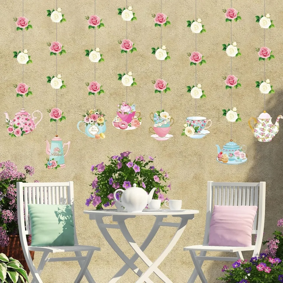 Elegant Floral Tea Party Garland Decoration