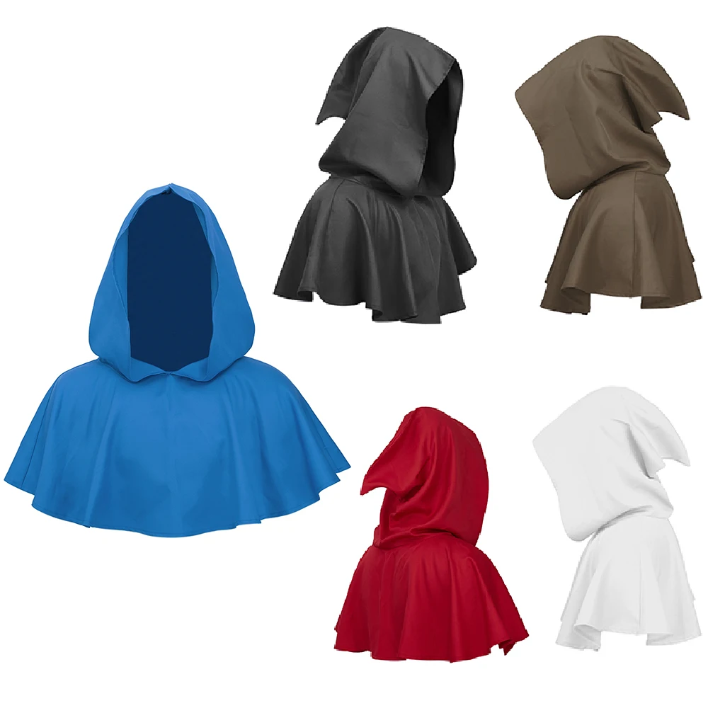 

Medieval Hooded Capelet Half Cape Gothic Wizard Smock Cropped Cloak Renaissance Halloween Monk Cosplay Costume