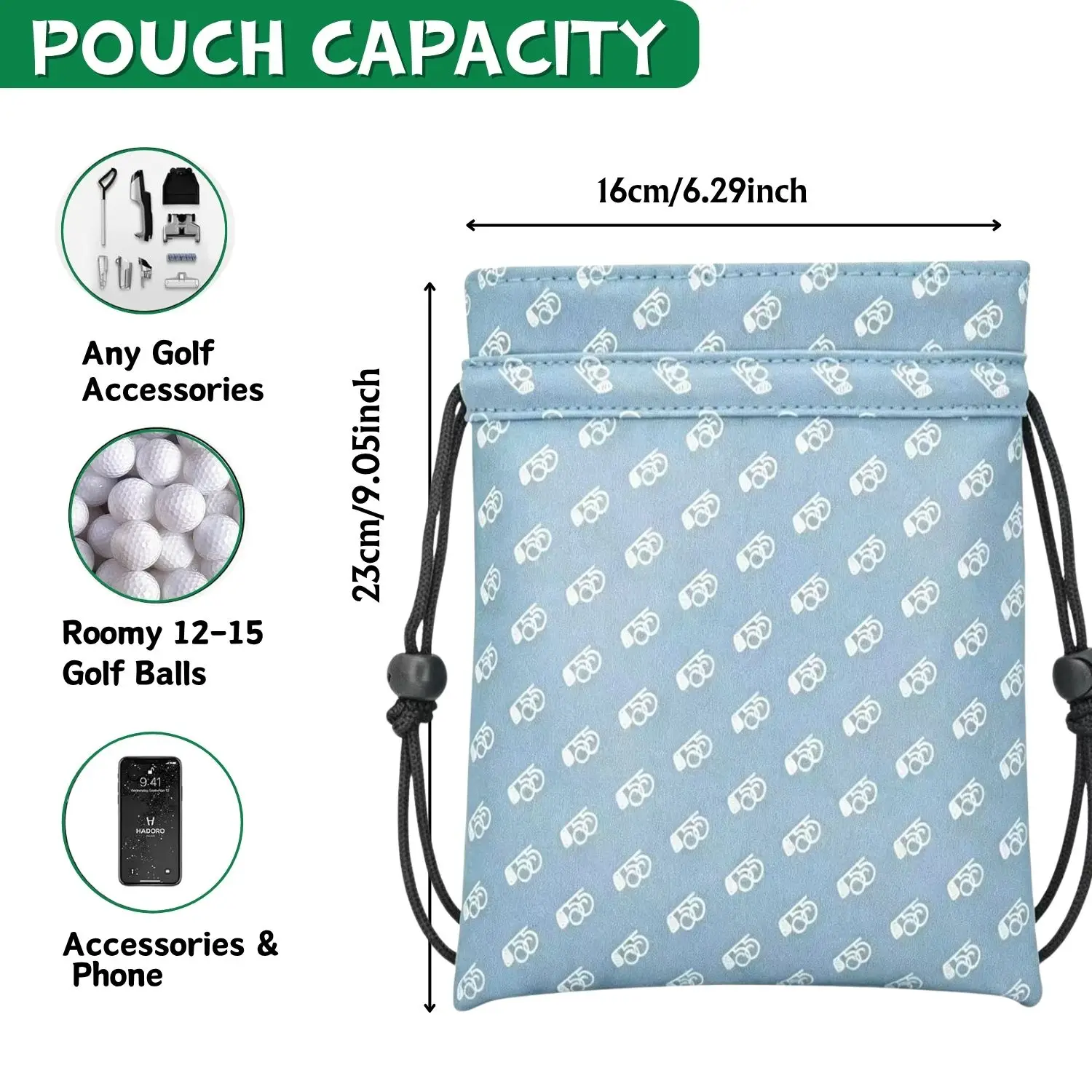 Borsa Minimalista Blu per Oggetti di Valore da Golf con Chiusura a Coulisse, Perfetta per Trasportare Palline da Golf e Ottimo Accessorio per Uomini - immagine 4