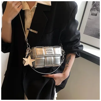 Borsa quadrata in nastro Borsa a tracolla in argento versatile alla moda 2025 Borse per la spesa da viaggio femminili Borsa per cellulare di lusso