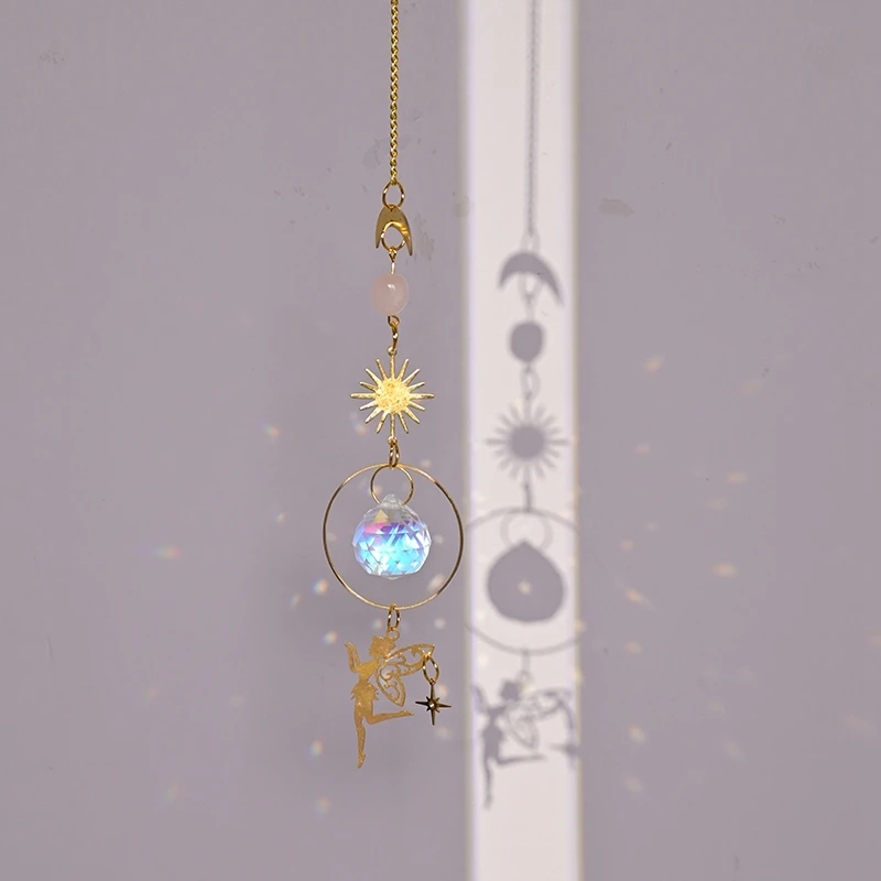 Suncatcher Crystal Rainbow Marker Prisms Hanging Wind Chime Pendant Car Charm Home Garden Decoration