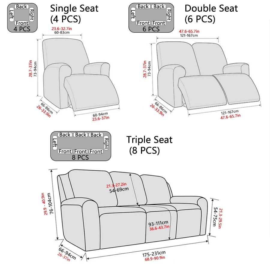 4PCS/6PCS/8PCS Splashproof Jacquard Sofa recliner Cover Leaves Pattern Couch Cover high elasticity four-season versatility