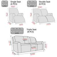 4PCS/6PCS/8PCS Splashproof Jacquard Sofa recliner Cover Leaves Pattern Couch Cover high elasticity four-season versatility 2