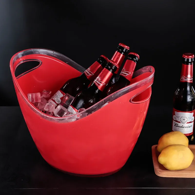 Acrylic White Ice Buckets Ice Container Champagne Bucket with Handle Bar KTV Supplies Red Wine Beer Party Bucket