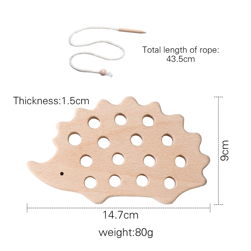 Baby Wooden Montessori Threading Blocks Toy Beech Wooden Hedgehog Board Creative Toy Hands-on Ability Educational For Kid Gifts educational toys