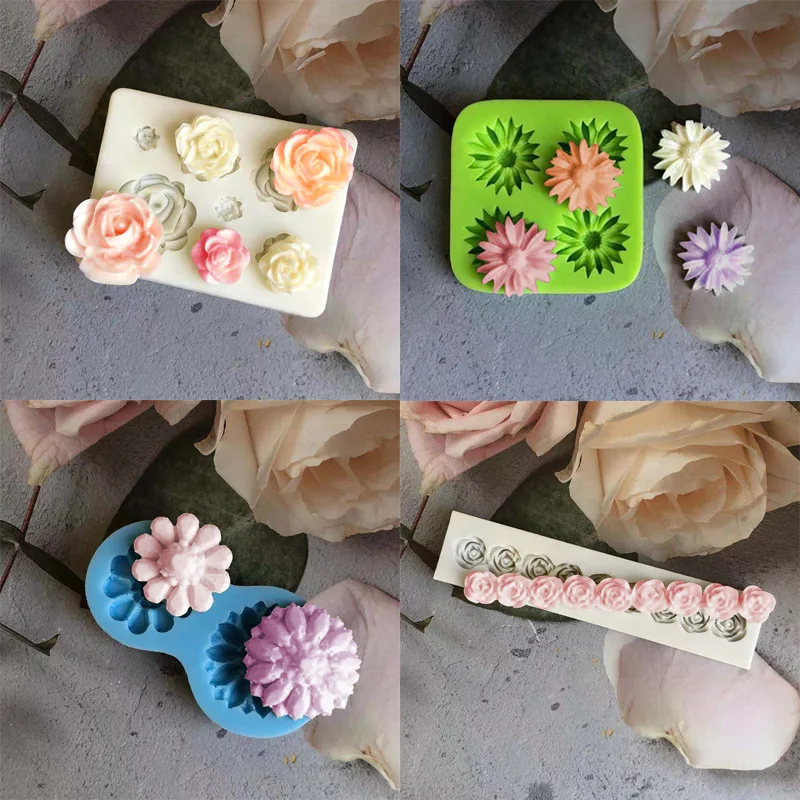 3D Flower Silicone Molds Fondant Craft Cake Candy Chocolate