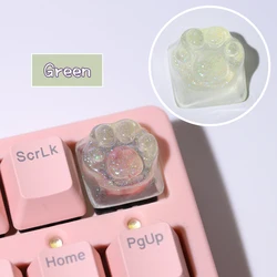 Purple Translucent Cat Paw Anime Keycap with Backlit RGB - Cute Kawaii Pink Cyan Custom ESC & WASD Cap (E- 1 PCS)