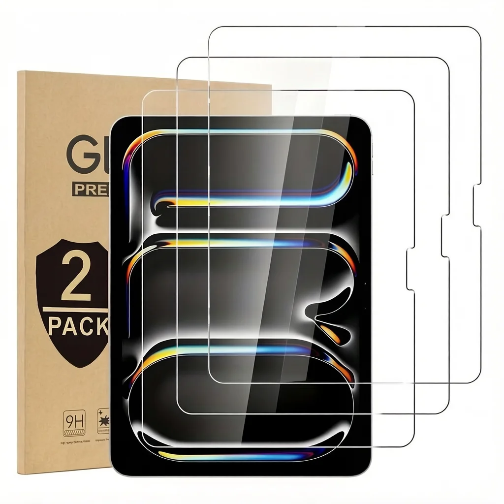 Paquete de 2 Protectores de Pantalla para iPad Pro 11" 6.ª y 5.ª Generación 2025 2024, Vidrio Templado 9H HD Transparente Antirrayaduras, Compatible con Apple Pencil