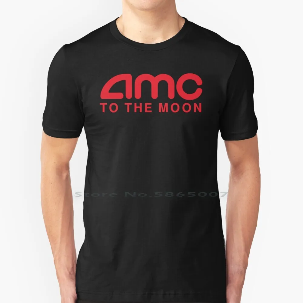 Amc To The Moon Parody Stocks T-Shirt Per Studenti 100% Cotone Amc Entertainment Theatres Cinema Apes Gorilla Monkey Gme Gamestop