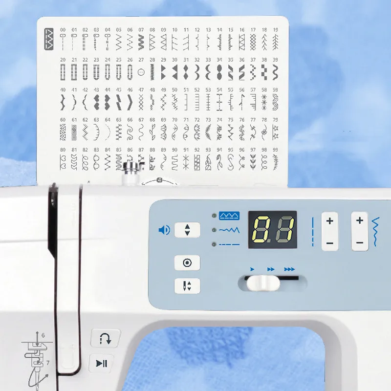 110-220V 헤비 듀티 금속 재봉틀 잠금 가장자리가있는 지그재그 패턴의 99 가지 유형 전자 가정용 의류 재봉 도구