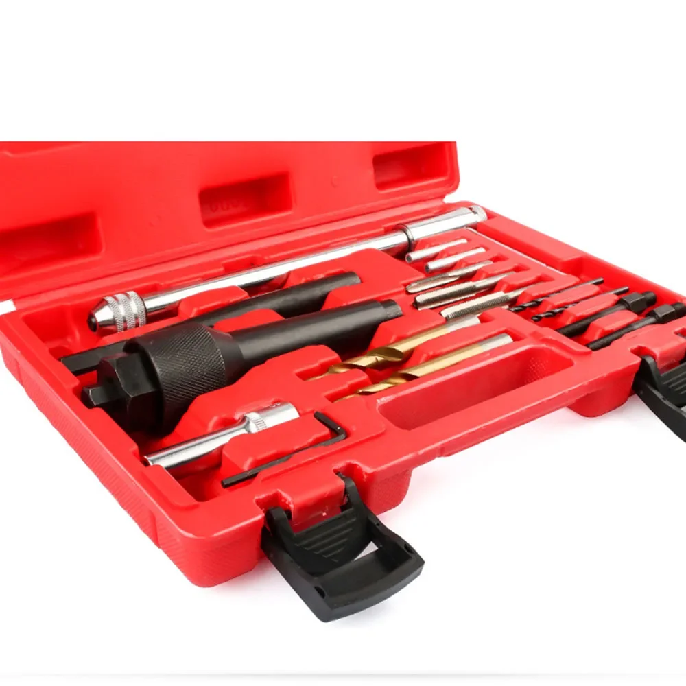 Tools 16-Piece Glow Plug Extractor Tool Kit - Damaged Glow Plug Remover Set For 0.3in & 0.4in Plugs In Cylinder Heads Glow Plug Removal