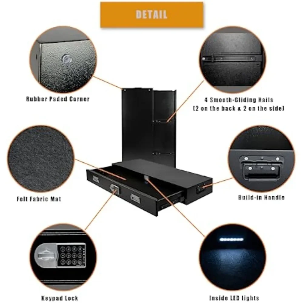 Under Bed Gun Safen ,Car Trunk Gun Storage,Long Rifle Safes for Home AR Rifle and Pistols, Horizontal and Vertical Gun Safe 4