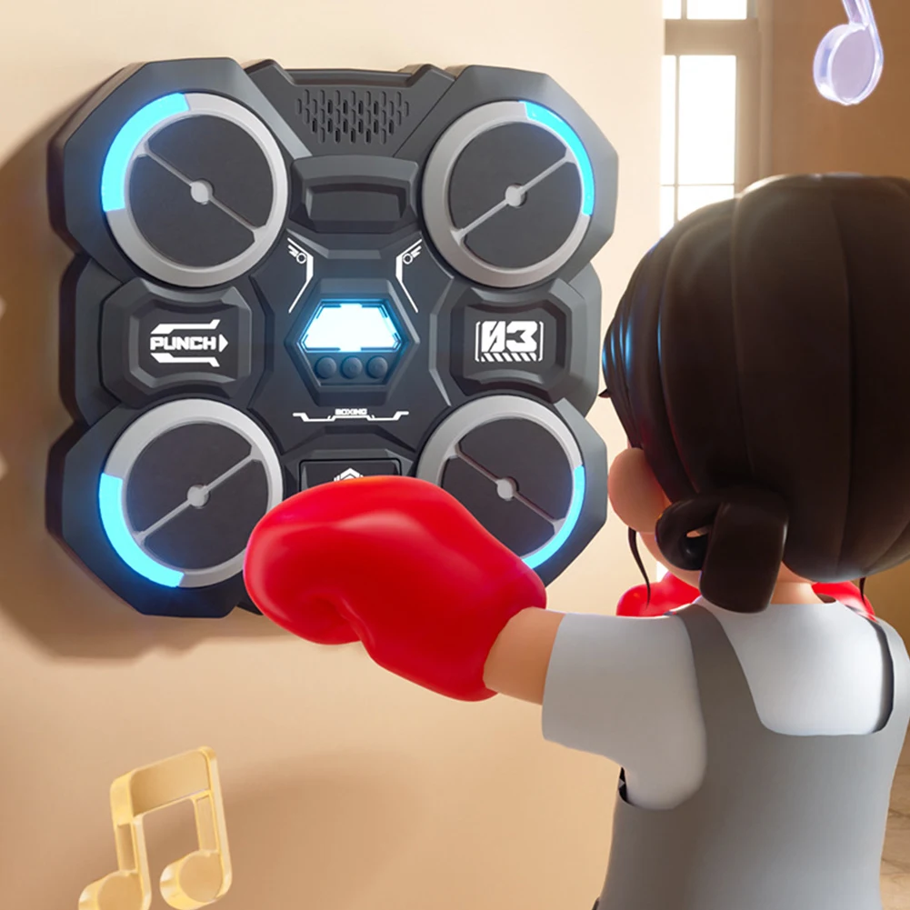 Music Boxing Machine Indoor Boxing Trainer with Light Music Puncher Training Punching Equipment for Kids Adults