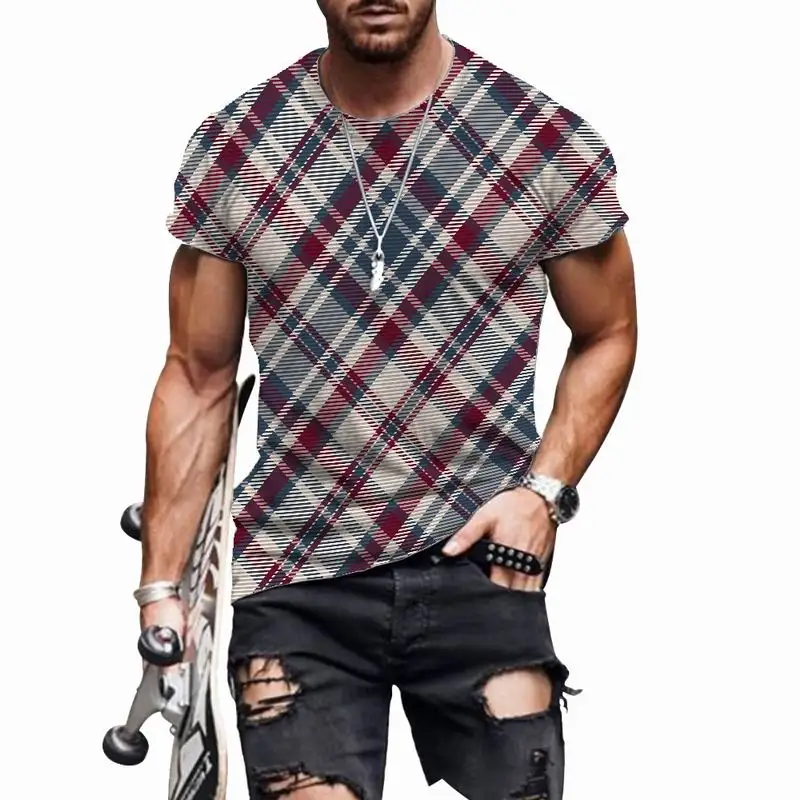 

Stripe Men's T-shirts O-Neck Funny Hip Hop Male Harajuku Cool Style Casual Short Sleeve Fashion Tees Loose Clothes Breathable