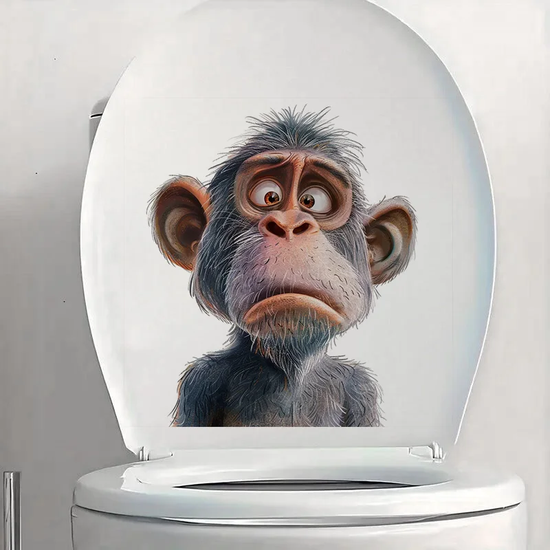 Quirky Cute Monkey Stickers Decoration for Living Room Wall Bedroom Toilet and Home Decor Car Decals Self-Adhesive 1pc
