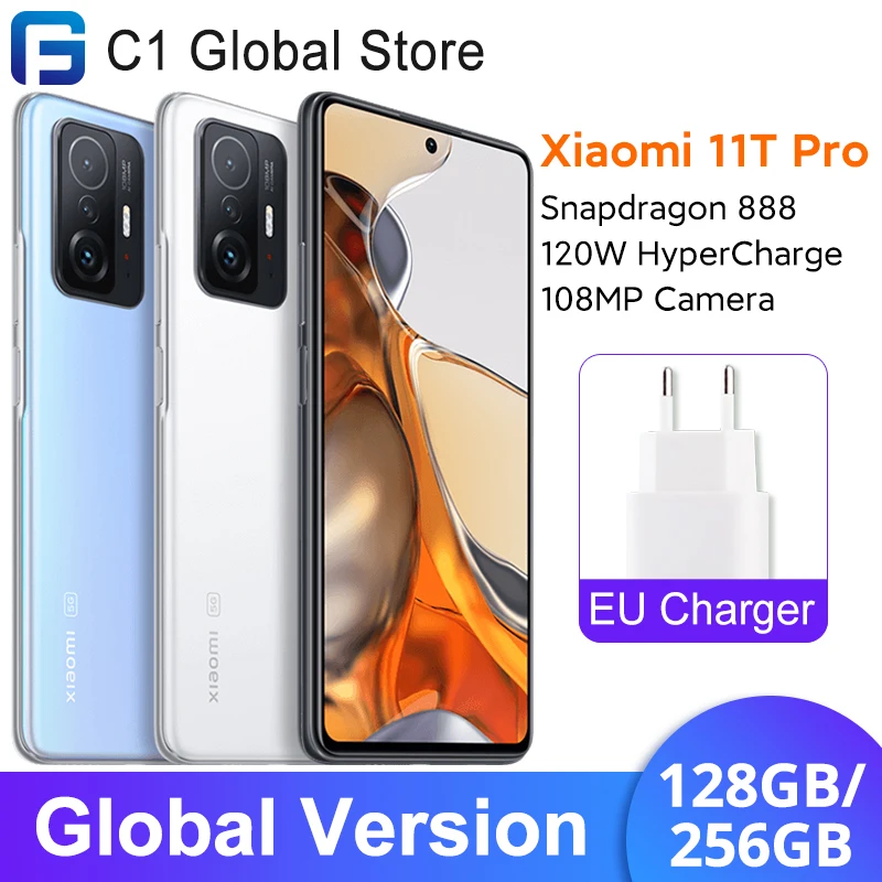 Global Version Xiaomi 11T Pro Smartphone 128GB/256GB Snapdragon 888 Octa  Core 120W HyperCharge 108MP Camera 120Hz From Mi668, $390