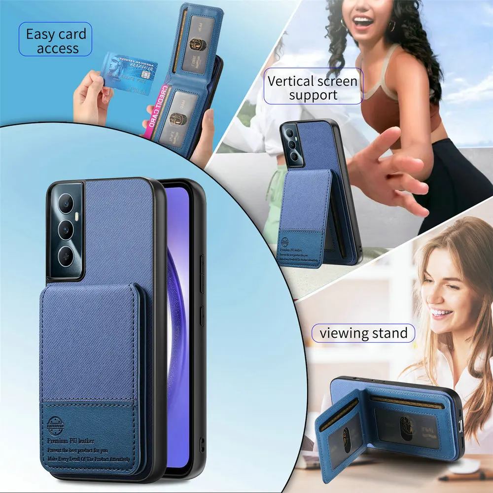 Premium RFID Leather Card Case Phone Flip Cover with Magnetic Closure