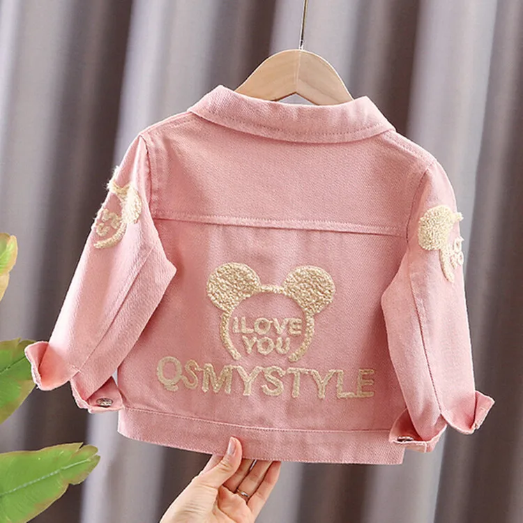Girl's coat spring and autumn style children's cartoon towel embroidered clothes denim clothes 6