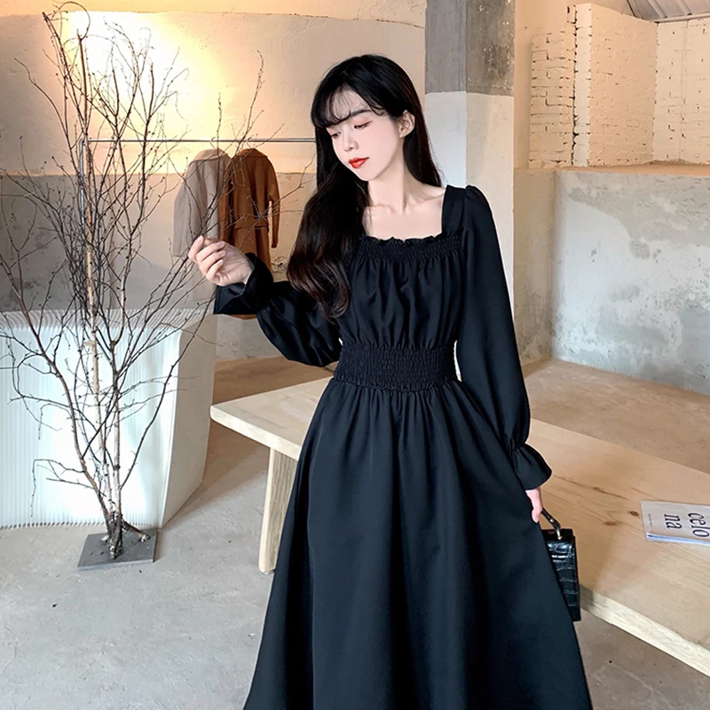 Black Folds Retro Long Maxi Dress