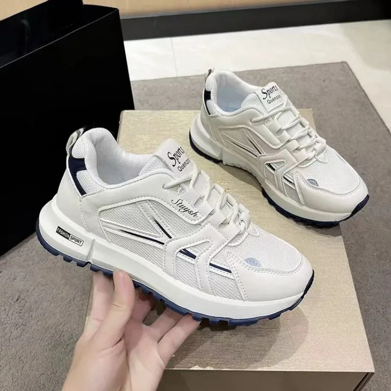 

Summer Sneakers Elegant White Women's Casual Shoes Thick Soled Outdoor Breathable Shoes Ladies New Mesh Platform Sports Shoes