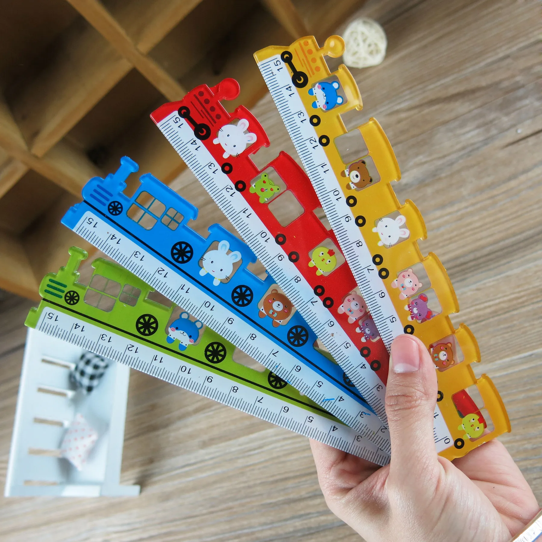 Cute Colors Train Straight Ruler Cartoon Drawing Gift Office School Measuring 1 Piece