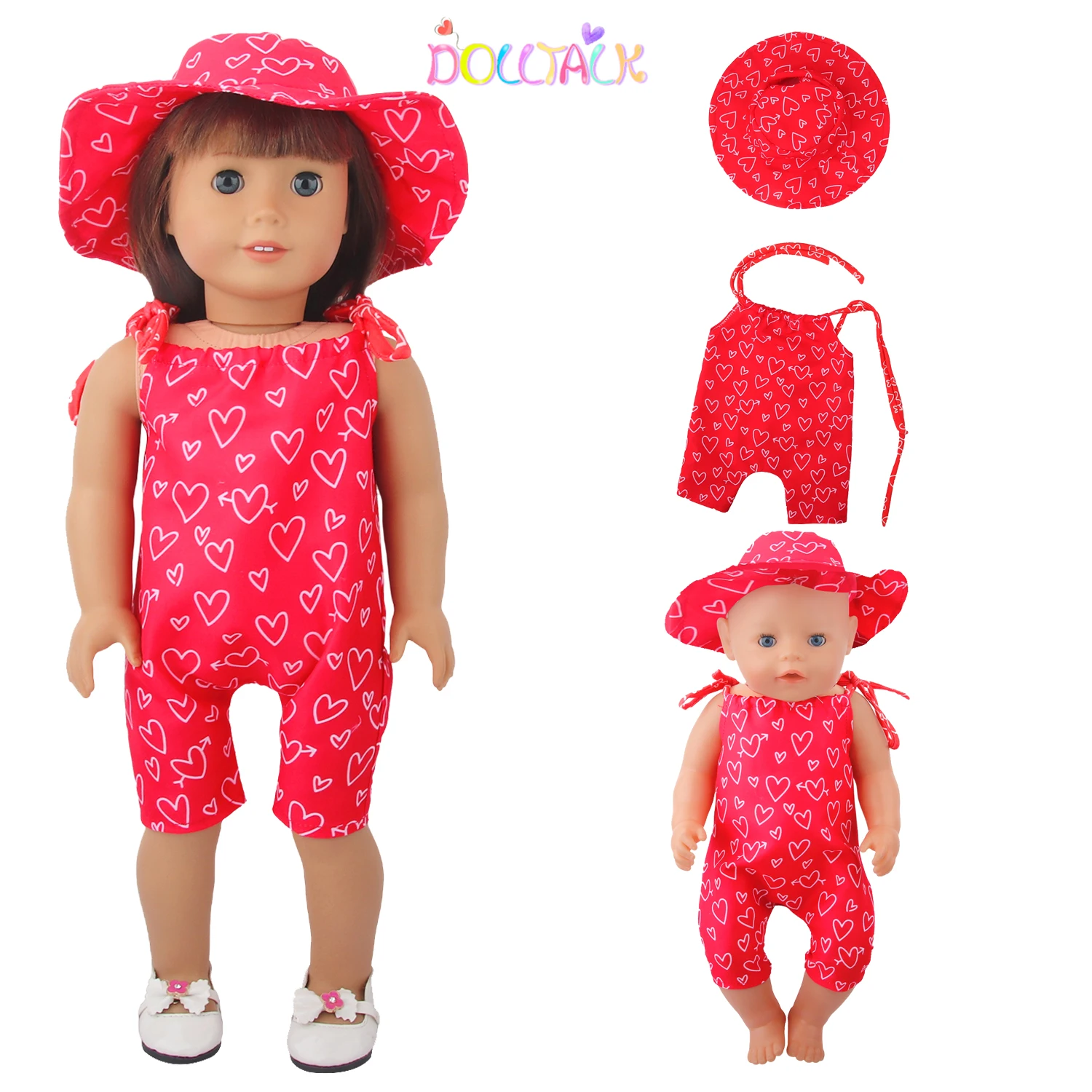 Red Color Summer Style One-piece Garment+Hat Doll Clothes Set Suit For 18 Inch American&43cm Baby New Born.OG Girl Dolls Toy thickened winter baby stroller blanket lamb fleece knitted new born sleeping swaddling blankets solid color infant bedding stuff