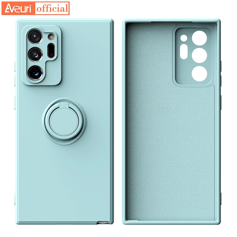 Coque en silicone liquide pour Samsung Galaxy Note 9 10 Plus 20 Ultra S10 Lite A10 A20 A30 A10E A20E A20S avec anneau de support_voghion.com