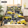 Construction Vehicles Truck Car Bedding Set Boys Excavator Duvet Cover Kids Cartoon Tractor Truck Soft Polyester Comforter Cover 5