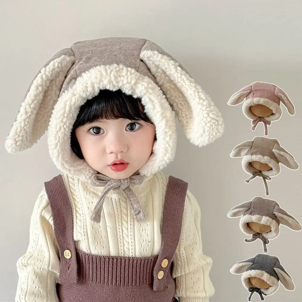 Kawaii Cute Rabbit Ear Hat Winter Fleece Baby Beanie Cap Thick Warm Ear Protection Hat Kids