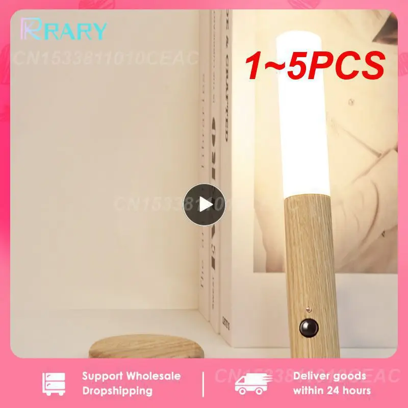 

1~5PCS USB Wireless Wood Stick Night Light Warm Motion Sensor Wall Lamp Magnetic Corridor Cabinet Wardrobe Light Decor Home