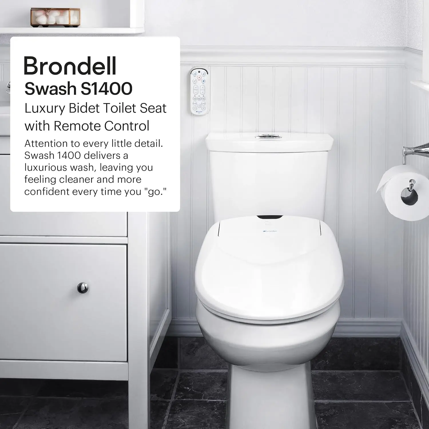 Swash Electric Bidet Toilet Seat With Oscillating Nozzle Warm Air Dryer Night Light Remote Control - Elongated White 2