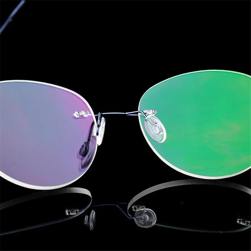 Titanium Alloy Framless Round Myopia Glasses Finished Women Men Ultra-light Rimless Prescription Eyeglasses 0 -0.5 -0.75 To -6.0 6