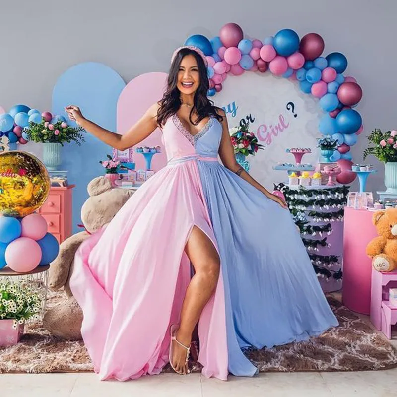 

Sexy Split Maternity Dresses Evening Long Pregnancy Photoshoot Dress For Baby Showers Pregnant Women Maxi Gown Photography Props