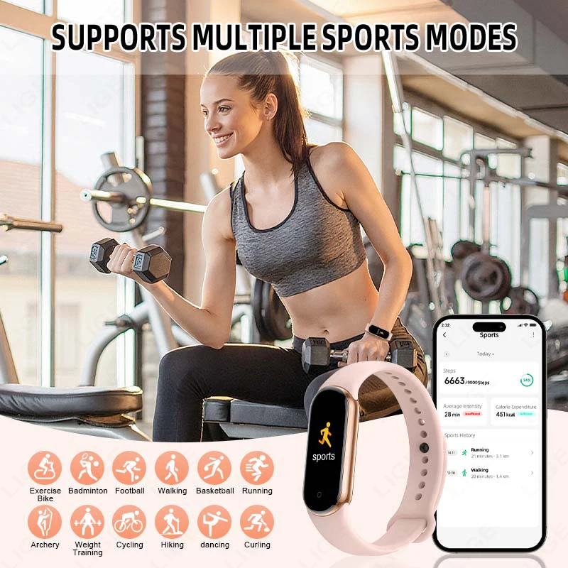 LIGE Smart Bracelet Women Smartwatch Men Heart Rate Blood Oxygen Waterproof Sport Smart Band Watch Ladies New For Android IOS