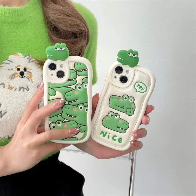 

Leather 3D Cartoon Crocodile Phone Case Cover for IPhone 15 Ultra 11 12 13 14 Pro Max Shockproof Case for IPhone 15 Pro Max