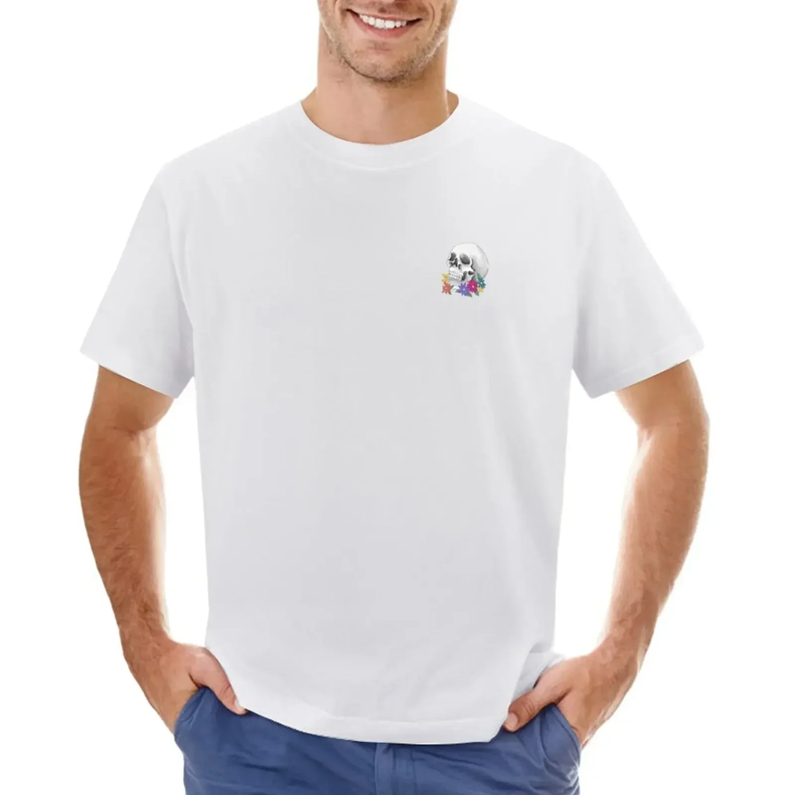 

Flower Skull T-shirt vintage clothes summer clothes Men's t shirts