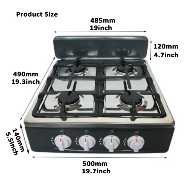 Fornello a gas a quattro fuochi personalizzato all'ingrosso Low Moq Gazinire 4 Feux a Gaz 3