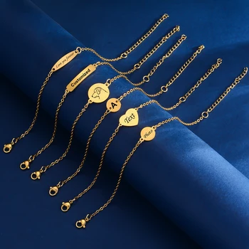 Personalizza semplicemente testo logo foto Donne Ragazze Bracciale a catena per bambini Fascino in acciaio inossidabile Gioielli personalizzati con prolunga da 5 cm
