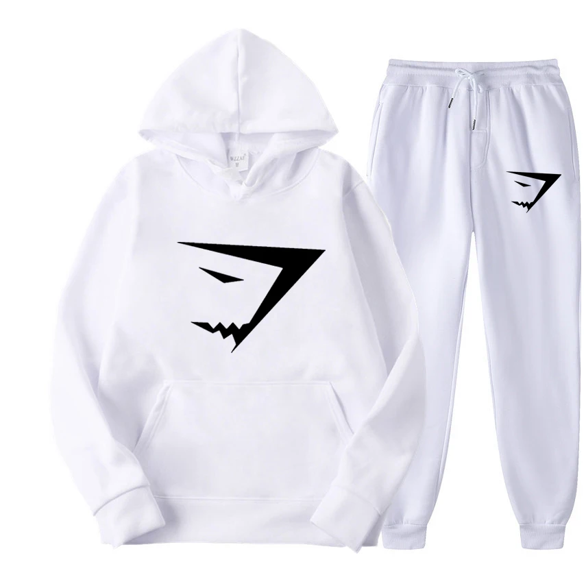 Shark Men Hooded Pant Sets Fashion Casual Hot Sales Hooded set High Quality Print OutfitsClothing Color Tracksuit S-3XL 3