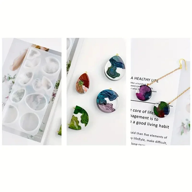 DIY lsland 송진 목걸이 보석 펜던트 드롭 접착제, 크리에이티브 DIY 몰드 오션 테마 스타일 실리콘 몰드 쥬얼리 펜던트 목걸이, 4 개