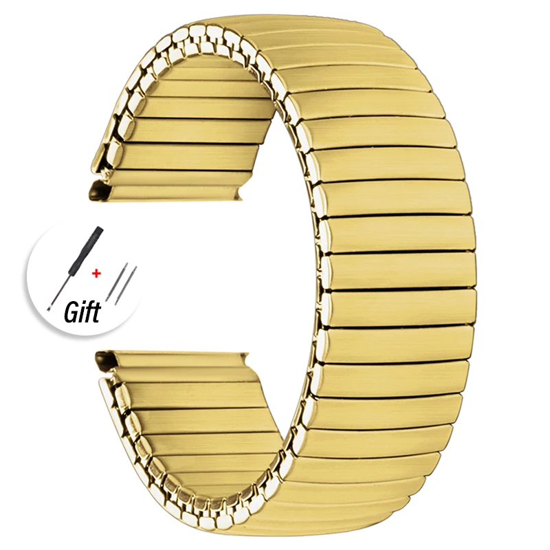 Vintage Stainless Steel Elastic Watchband - Metal Expansion Strap with Slip-On Design