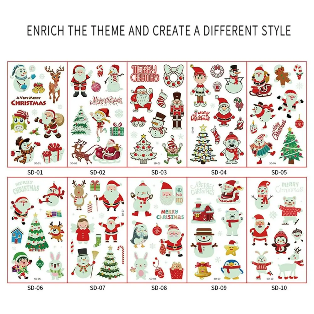 Decoration Gift Kids Party Fake Tattoo Holiday Fake Tattoo Luminous Tattoo Sticker Christmas Temporary Tattoo Body Art Stickers