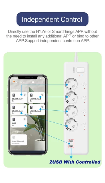 Zigbee - EU-6PCS - Multiprise Intelligente Wifi, Télécommande Vocale,  Rallonge, Minuterie, Fonctionne Avec Al