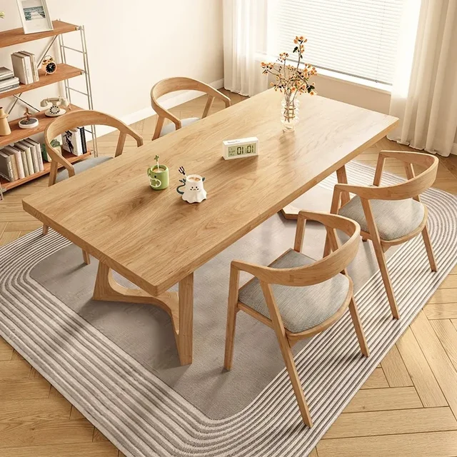 Dining Table Full Of Solid Wood Logs For Eating, Thickened Household Simple Modern Rectangular Table And Chair Combination 1
